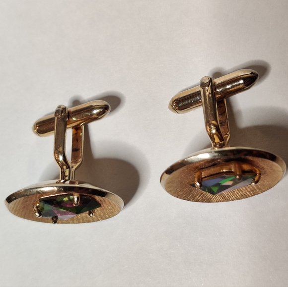 Vintage Swank Watermelon Crystal Cufflinks - Picture 7 of 10